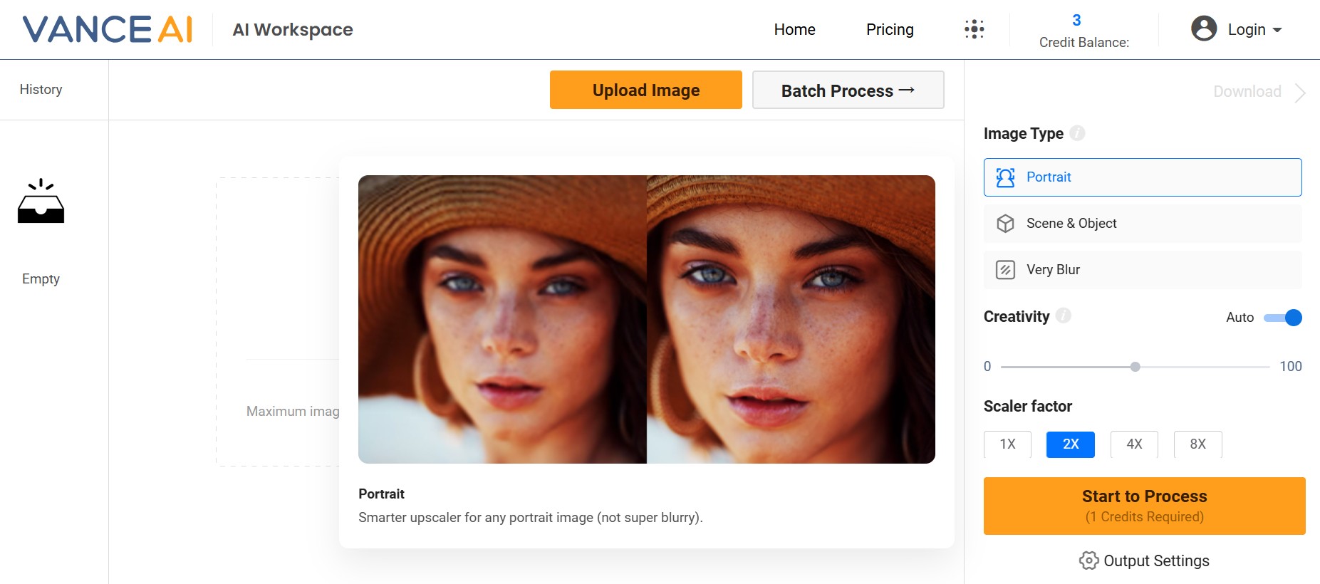 vanceai ai magic upscaler workspace